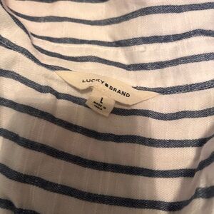 Lucky Brand Navy and White Striped Button up